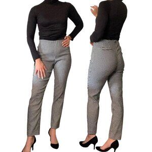 DKNY Slim Check Ponte Pull On Pants Black Stretch Work Pants Size 10 NWT